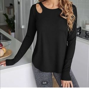 Absorbs Sweat Breathable Cut Out Curvy Hem Sports Tee NWOT